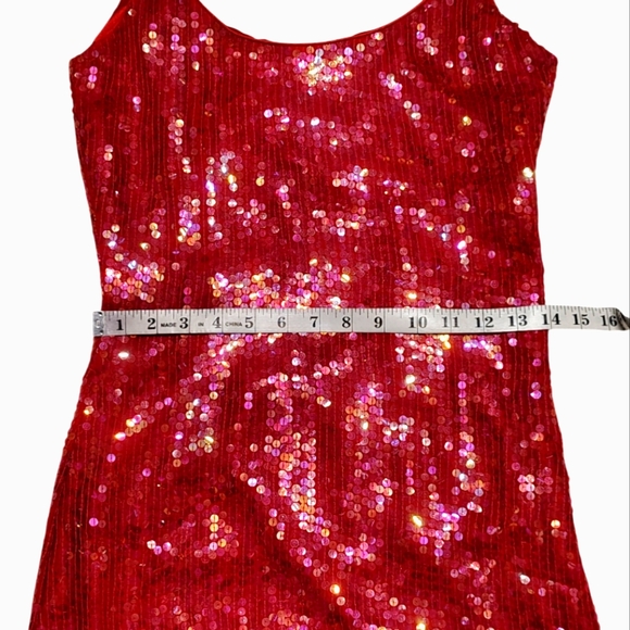 ❤️Sold❤️Vintage Jeanette Kastenberg St Martin Sequin Red Cocktail Party Dress - Picture 9 of 16